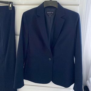 Navy blue pant suit for women.